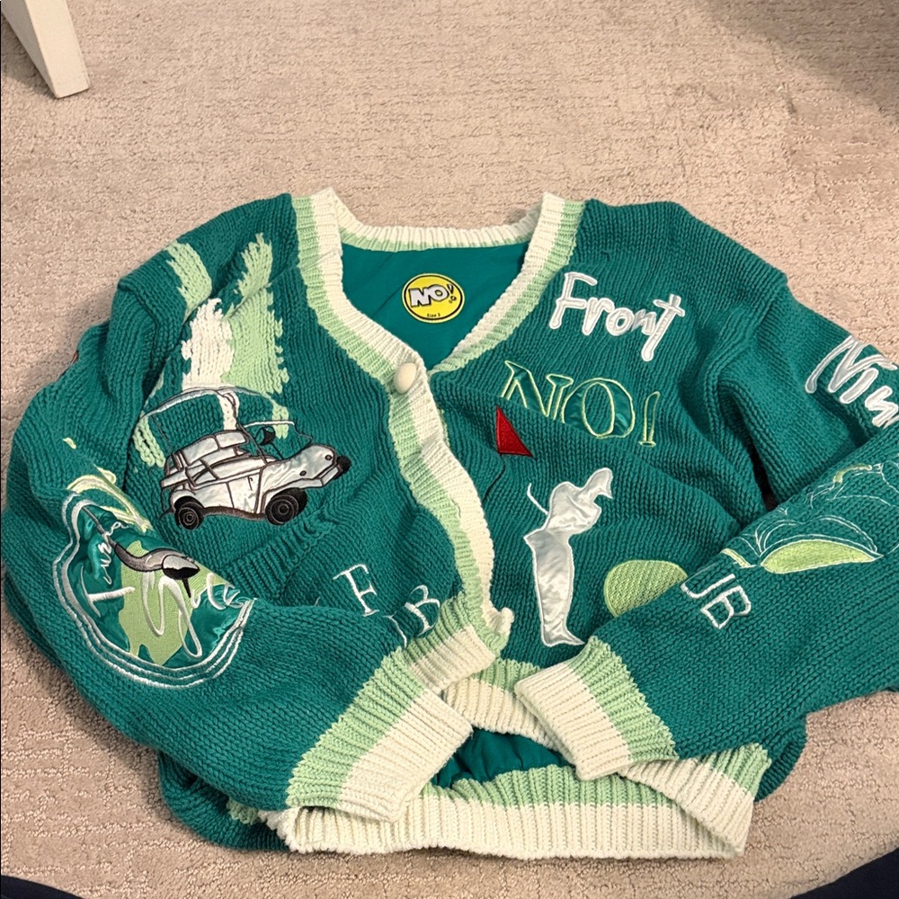 No! jeans unisex gone golfing cardigan